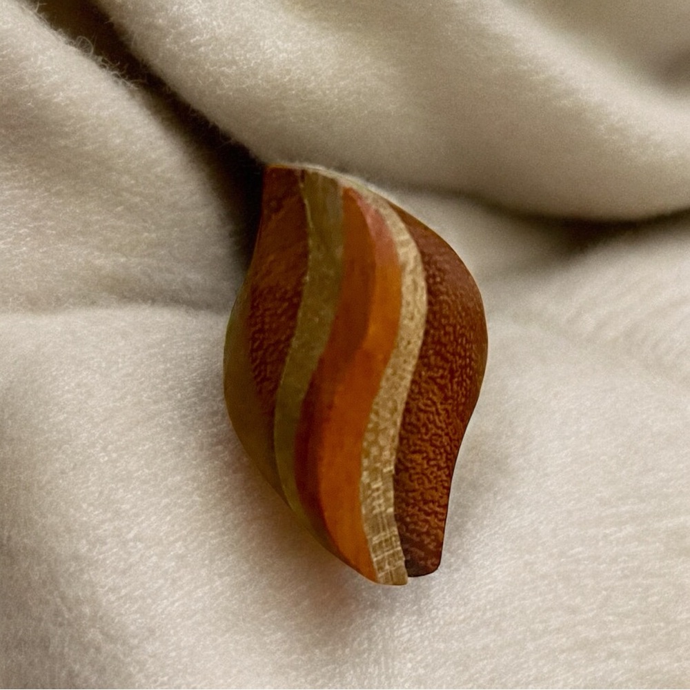 Vintage Handmade Abstract Wooden Ring Size 8 - Picture 2 of 12